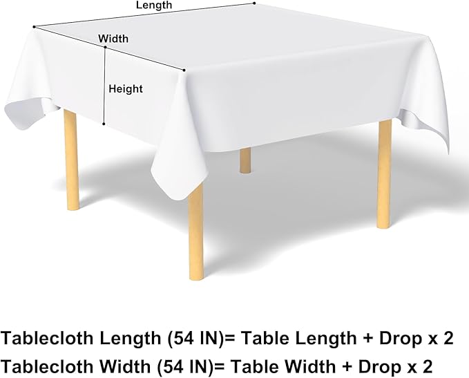 misaya Square Waterproof Vinyl Table Cloth, Buffalo Flannel Backed Tablecloth, Wipeable Plastic Table Cover for Dinner, Kitchen, Outdoor (54" x 54", Red and White)