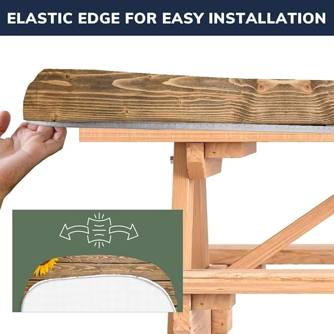 CAPSCEOLL Elastic Picnic Table Cover with Bench Covers 5Ft Waterproof Fitted Picnic Table Cover Cloths for Outdoors Camping Tablecloth with Drawstring Bag, 60X30in, Wooden Sunflowers