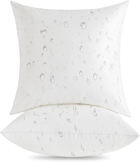 Oubonun 22x22 Outdoor Pillow Inserts (Pack of 2) - Square Waterproof Throw Pillow - Decorative Throw Pillows Insert for Couch Sofa Bed Patio Furniture - White Pillows