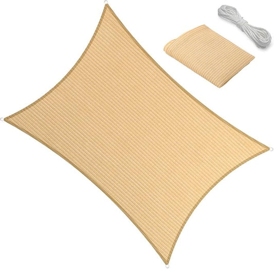 10' x 11' Beige Outdoor Sun Shade Sail Canopy ??UV Resistant Permeable Awning Fabric for Patio, Garden, Backyard, Pergola, Carport, Lawn Shelter Cover