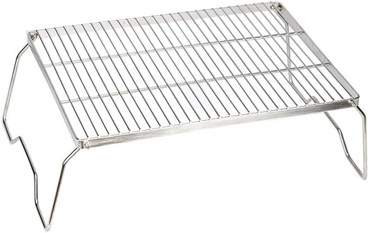ZORMY 17" Large Folding Campfire Grill, 304 Stainless Steel Firepit Grill Grate, Heavy Duty Portable Camping Grill with Carrying Bag, Gas BBQ Grill Grate for Backpacking, Hiking, Picnics (Large)
