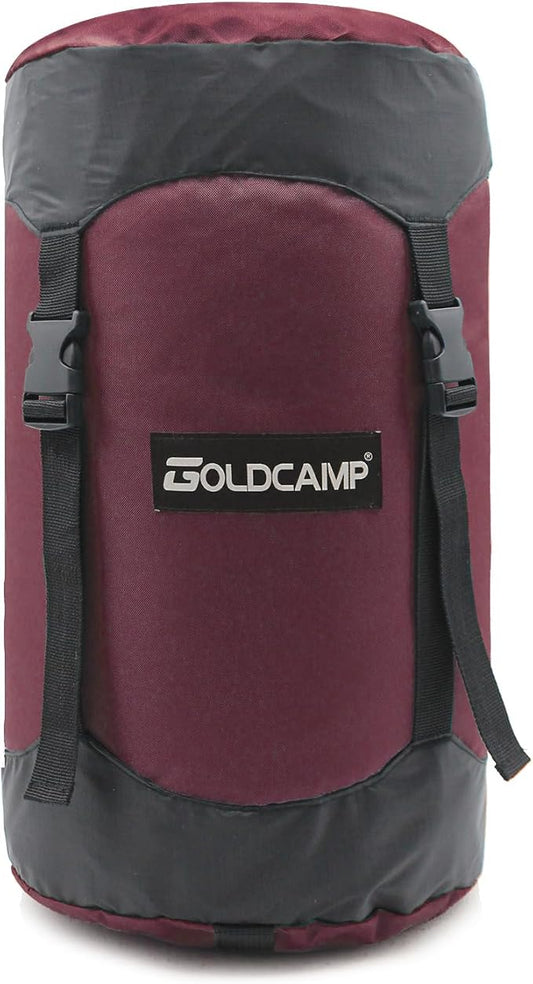 GoldCamp compression stuff sack for Ultralight sleeping bag, space saving gear with dust flap,18L/30L/43L/49L/65L Compression Stuff Sack, Waterproof, Camping, Travel, Outdoor, Backpacking (Red, XXXL)