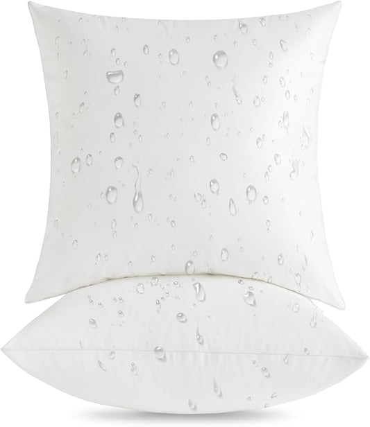 Oubonun 26x26 Outdoor Pillow Inserts (Pack of 2) - Square Waterproof Throw Pillow - Decorative Throw Pillows Insert for Couch Sofa Bed Patio Furniture - White Pillows