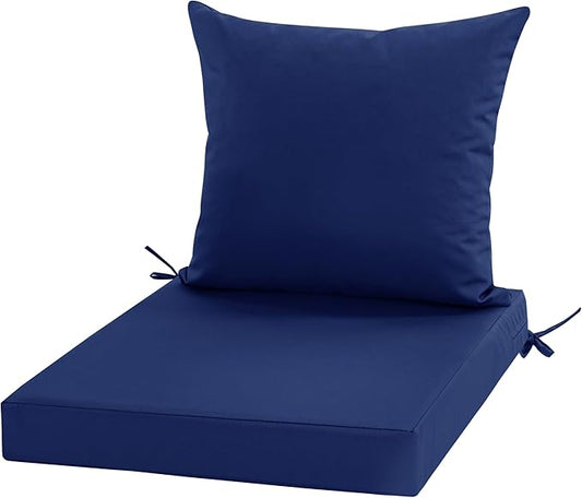 Outdoor Chair Cushions, Waterproof Outdoor Cushions for Patio Furniture w/Fade-Resistant, Removable & Machine-Washable Covers, 19x19 Inch, Ideal for Seat in Gardens/Porch – Set of 1/2/4, Navy Blue