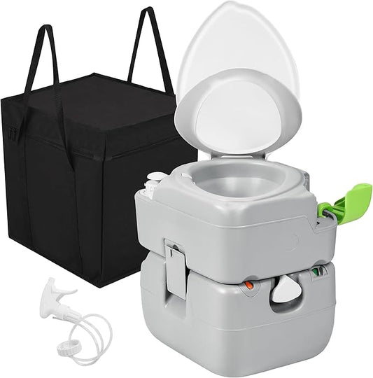 YITAHOME Portable Toilet Camping Porta Potty 5.8 Gallon with Diagonal Deepened and Enlargerd Bowl, Hand Sprayer, Level Indicator, Carry Bag, Portable Toilet for Adults, RV Travel, Boat and Trips