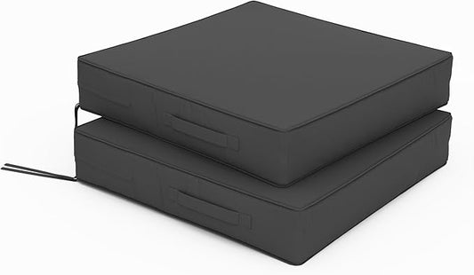 Patio Chair Cushions 22 X 22 X 4 Inch Waterproof Outdoor Seat Cushions for Patio Furniture, Outdoor Sofa Couch Pads with Ties & Handle, Set of 2, Grey