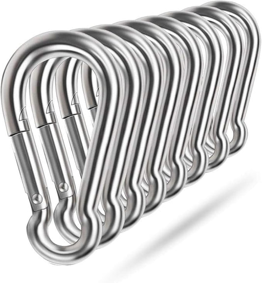 Spring Snap Hooks, 304 Stainless Steel Metal Clip Heavy Duty Rope Connector Small Snap Clamp Key Chain Link Buckle for Hammock Swing Set Outdoor Travel Camping Fishing Hiking