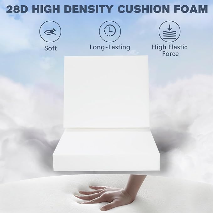 Favoyard Outdoor Deep Seat Cushion Set, 22 x 22 Inch Rainproof & 3-Year Fade Resistant Patio Furniture Cushions, Removable Seat Bottom & Back Cushion Covers with Ties for Chair, Sofa, Couch, Blue