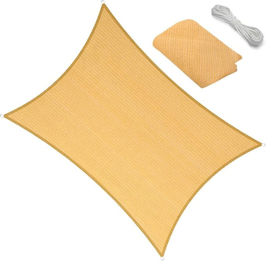 10' x 10' Yellow Outdoor Sun Shade Sail Canopy ??UV Resistant Permeable Awning Fabric for Patio, Garden, Backyard, Pergola, Carport, Lawn Shelter Cover