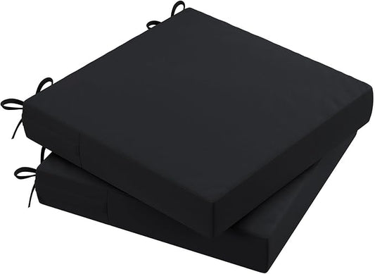 AAAAAcessories Outdoor Seat Cushions for Chairs, Waterproof, Fade-Resistant Patio Furniture Replacement Cushions, 18" x 18" x 2", Set of 2, Black