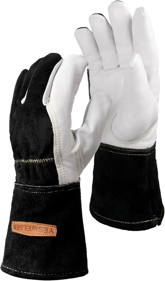 YESWELDER Premium Goatskin TIG Welding Gloves | Top Grain Leather | High Dexterity |True - Fit-XL