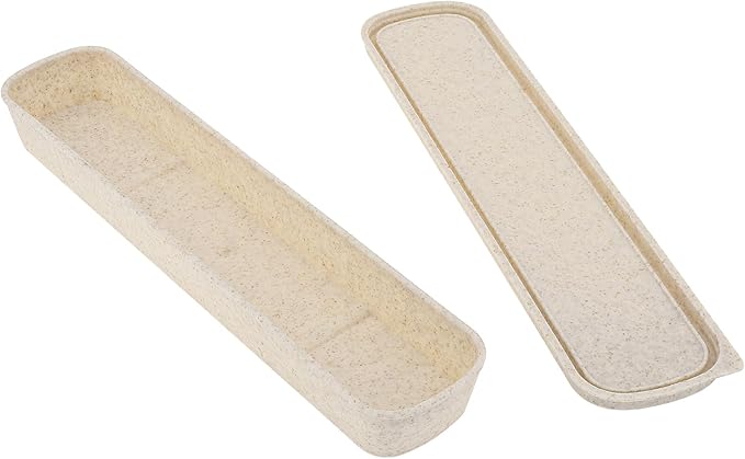 OriGlam 1pcs Portable Flatware Box Travel Tableware Storage Case Box, Utensil Case Flatware Storage Box for Cutlery Kit, 9.84 x 2.40 inch (Beige)
