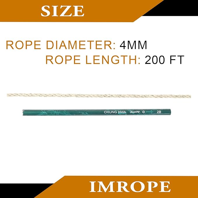 4mm x 200 Feet White Jute Rope, Twine for Gardening Tomato Climbing Plant Tie Floristry Crafts Gift Wrapping Packing Decor
