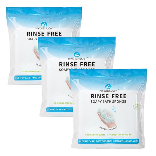 HYGIENJOY-21% Larger,No Rinse Bathing Wipes for Adults-Rinse Free Bath Sponges,Soap Infused,Extra Thick and Dry Shower Wipes for Elderly,For Camping,Hiking,Post Surgery Must Haves, (75 counts)