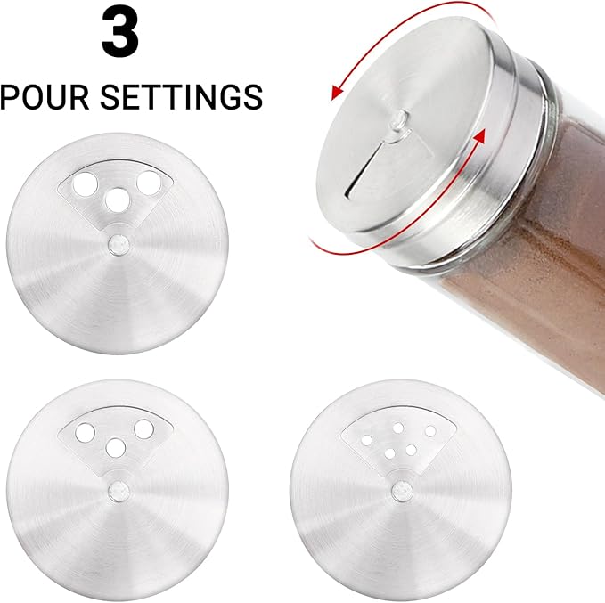 Segarty Spice Jars with Shaker Lids, 6 Pack 4 oz Glass Spice Bottles with Stainless Steel Lid, Glass Empty Seasoning Containers with Adjustable Pour Holes Spice Powder Storage Bottle Pepper Shakers
