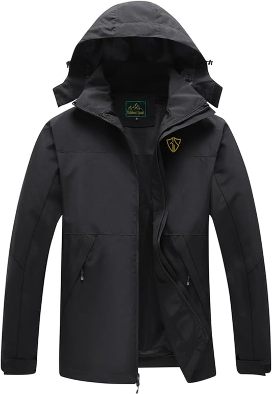 GIISAM Rain Jacket for Men, Mens Waterproof Raincoat Lightweight Rain Jackets Outdoor Rain Coat Windbreaker with Hood