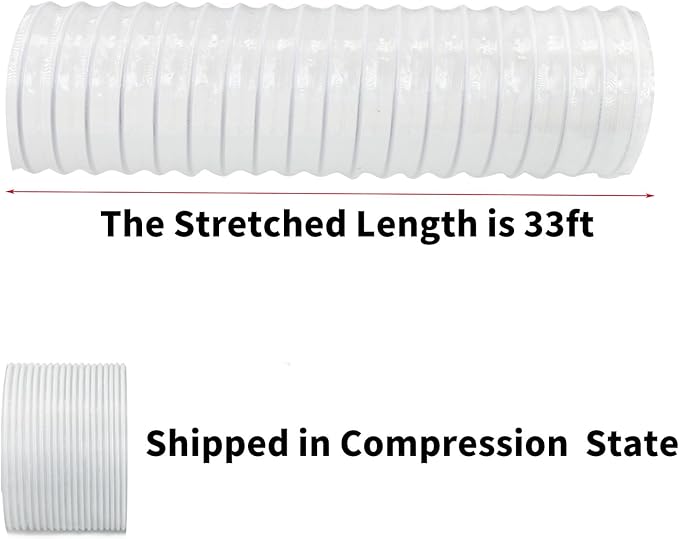 JUYO VONSAN 10 inch Dust Collection Hose 10ft Heavy Duty Flexible PVC Dust Collector Hose With Clamps (PVC, 10IN-10FT)