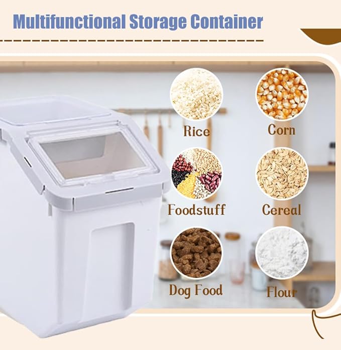 RUIAN 2pcs Rice Food Container, Food Storage Box With Lid and Shovel, Airtight Kitchen Storage Container for Storing Dry Food, Cat/Dog Food Storage Container, Large