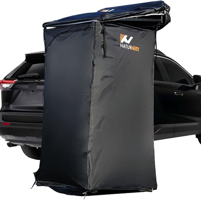 Naturnest Shower Awning with Roof and Floor mat, Overland Shower Awnings, Bathroom Tent for SUV Car Camping Shower Tent Roof Shower Awnings Toilet Camping Privacy Shelters Car Side Shower Room