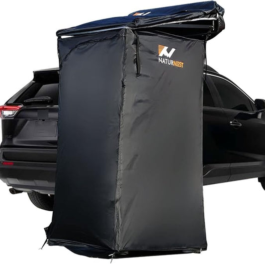 Naturnest Shower Awning with Roof and Floor mat, Overland Shower Awnings, Bathroom Tent for SUV Car Camping Shower Tent Roof Shower Awnings Toilet Camping Privacy Shelters Car Side Shower Room