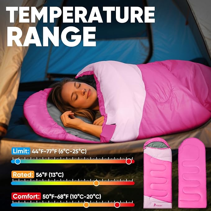 PTEROMY Sleeping Bags for Adults, Lightweight Water Resistant Backpacking Camping Sleeping Bag for Warm Cold Weather, Camping Essentials for Hiking Outdoor Travel