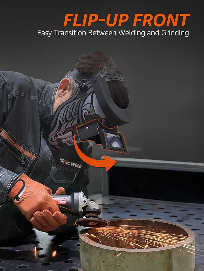 Auto Darkening Welding Helmet - Flip Up Lens, Lightweight, Shade #4/9-13 (Touchdown)