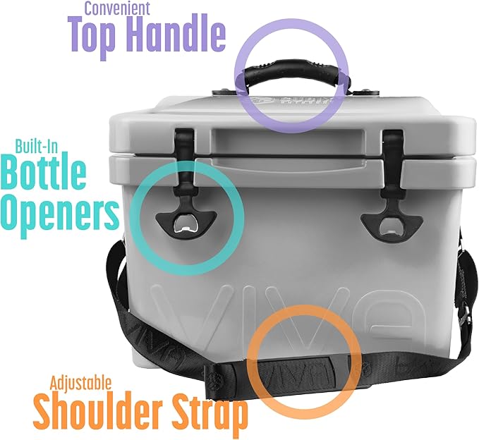 Viva 14QT On-The-Go Personal Portable Hard Cooler Ice Chest | Everyday, Beach, Sports, Gatherings, Groceries/Market