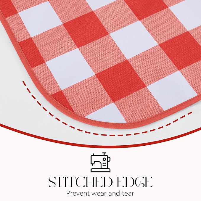 MOSAYT Rectangle Vinyl Tablecloth, 100% Waterproof Buffalo Gingham Plastic Table Cloth, Heavy Duty Wipeable Table Covers for Picnic, Outdoor, Camping - 54 x 120, Red