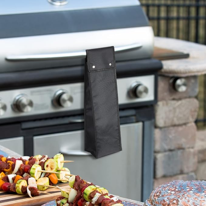 Amylove 2 Sizes Grill Utensil Storage BBQ Tool Bag Foldable Oxford Grilling Carry Bag Waterproof Grill Utensil Holder Outdoor BBQ Accessories Picnic Cooking Tools for Camp Barbecue(Routine)