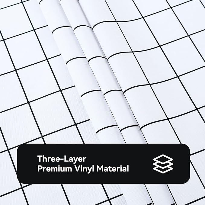 Romanstile Rectangle Plastic Tablecloth, 100% Waterproof Oil-Proof Checkered PVC Table Cloths, Heavy Duty Vinyl Table Covers for Dining, Camping, Picnic, Outdoor - 54 x 120 Inch, White