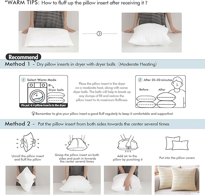 MIULEE Pack of 2 22x22 Inch Outdoor Pillow Inserts Waterproof Decorative Throw Pillow Insert, Square Lumbar Garden Pillow Form for Patio Sofa Couch