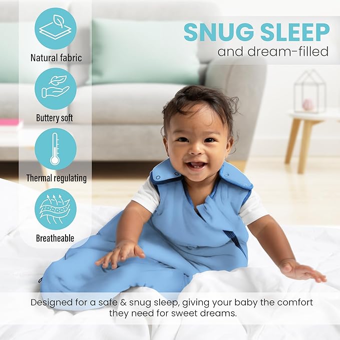 Rayon Made from Bamboo Sleep Sack 1.0 TOG 6-18 Months Unisex Baby Sleeping Bag with 2-Way Zipper Breathable Wearable Blanket Baby