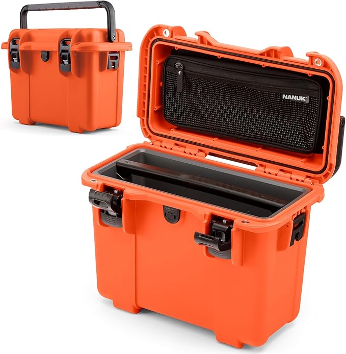 NANUK Trail 15 – 15.9L (4.2-Gallon) Waterproof Storage Box – Cargo Case with Modular Dividers for Camping, Fishing & Outdoor Storage - Dustproof and Impact Resistant (12.9” x 9.7” x 10.3”) – Orange