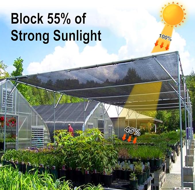 LOVE STORY 6.5x16.5FT 55% Black Shade Cloth Sun Shade Net UV Resistant Mesh Tarp Plant Cover Sunblock Net for Garden,Greenhouse,Vegetables,Flowers