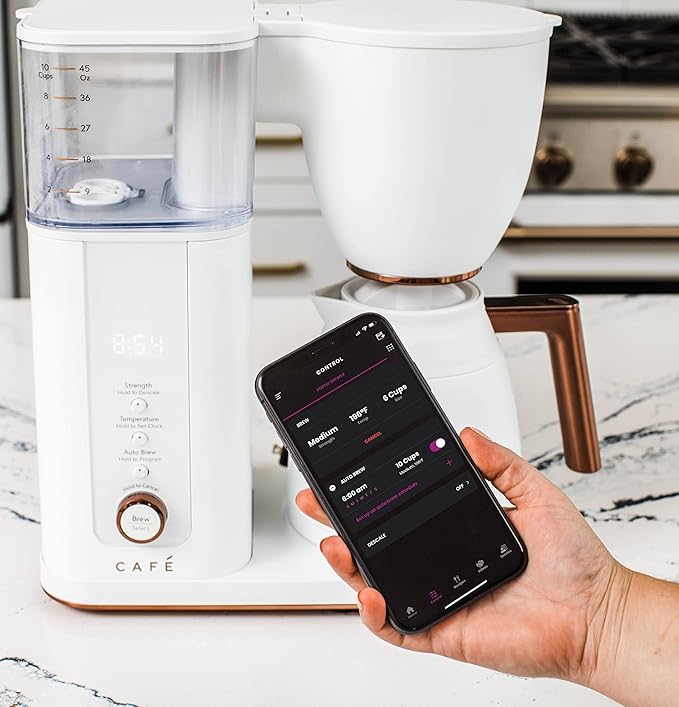 Café Specialty Drip Coffee Maker | 10-Cup Insulated Thermal Carafe | WiFi Enabled Voice-to-Brew Technology | Smart Home Kitchen Essentials | SCA Certified, Barista-Quality Brew | Matte White