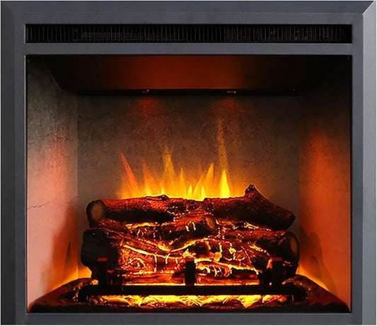 RICHFLAME 23 Inches, Edward Electric Fireplace Insert with Fire Crackling Sound, Weathered Concrete Interior, Remote Control, 750/1500W, Black