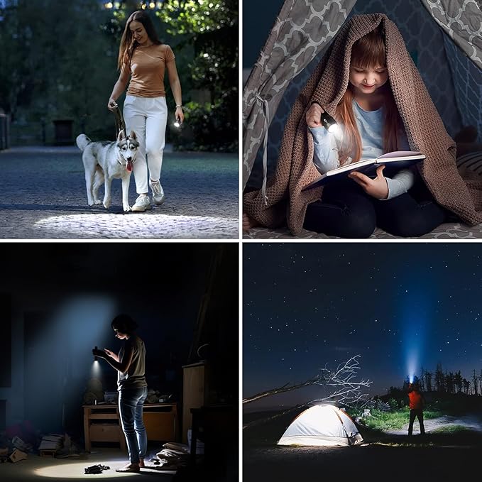 Lighting EVER LED Flashlights High Lumens, Small Flashlight, Waterproof, Adjustable Focus Flash Light for Outdoor, Emergency, Camping, AAA Batteries Included, 2 Pack