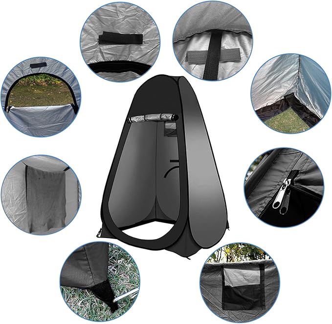 Pop Up Tent Upgrade Privacy Camping Shower Tent Portable Outdoor Sun Shelter for Outdoor Bathing Toilet Camping Biking Hiking Beach with 5.3 Gallon Shower Bag