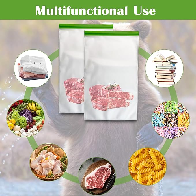 Odor Proof Food Storage Bear Bags Reusable Zipper Barrier Bags Airtight Bags Keep Fresh and Waterproof for Backpacking, Camping, Outdoor Bear Proof Refrigerator Freezing (2 Pack)