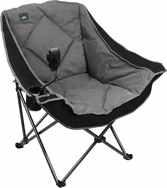 Northroad Oversized Foldable Camping Chair, Outdoor Padded Lawn Chair w/Cup Holder,Carry Bag for Beach, Hiking, and Picnics,Heavy-Duty 300-lbs Capacity, Purple