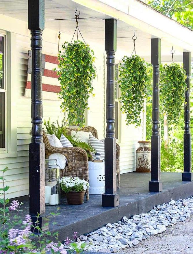RECUTMS Artificial Plant Fake Plants Artificial Hanging Plants Faux Ivy Plant with Yellow Leaf Fake Hanging Plant Indoor Decoration House Party Garden Room Wall Decor（Yellow）