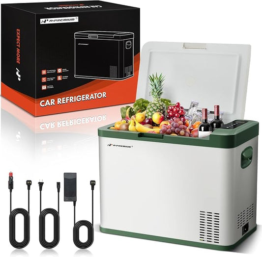 A-Premium 12 Volt Refrigerator 37QT/34.9L Portable Car Fridge Cooler, -4°F~68°F Portable Freezer Fast Cooling with 12/24V DC & 110/240V AC for Truck Outdoor Camping RV Roadtrips and Home Party Use