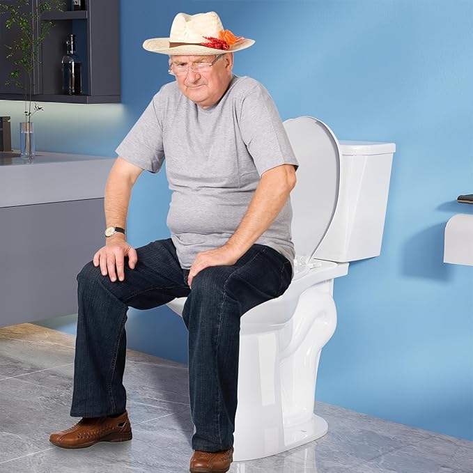 Simple Project Tall Toilets for Seniors 21 inch Extra High Toilets, Comfort Bowl Heigh 21", Seat Height 22", Two-Piece Toilet 1.28GPF Powerful, 12 Inch Rough-in, White Color, for Bathroom