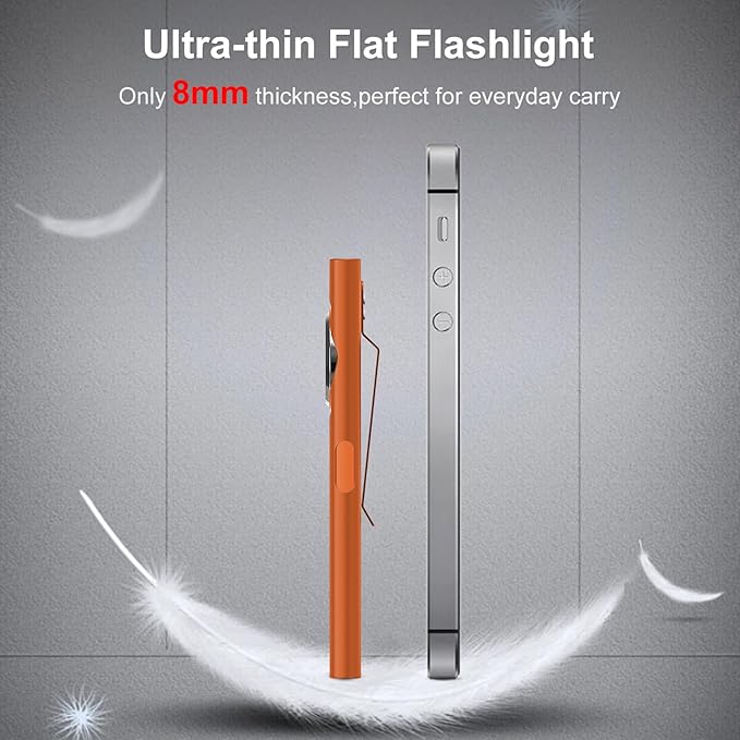 klarus E5 2Pcs Pocket Flashlight, Rechargeable EDC Flashlight, Super Slim 4.2x1x0.3inch, 600 Lumens, USB-C Port, IPX4, Dual Light Source with Magnetic Base, Hat & Clothes Clip