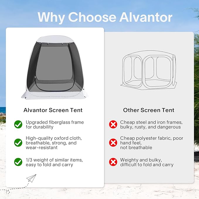 Alvantor Screen House Gazebo, 6-10-15 Person Pop Up Igloo Screened Canopy Tent with Mosquito Netting Sides, Instant UV Resistant Sun Shelter for Garden, Patio, Backyard
