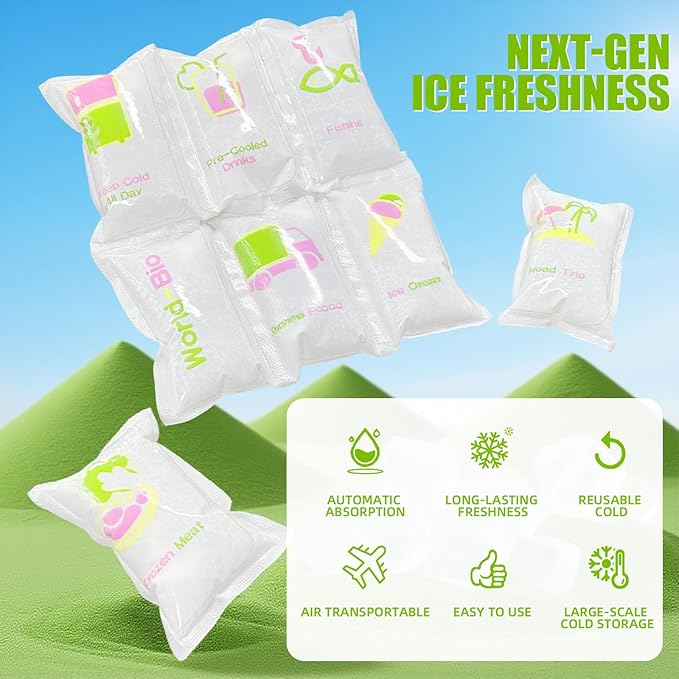 WORLD-BIO Dry Ice Packs for Shipping & Coolers, Shipping Ice Sheets for Coolers Reusable, Long Lasting Dry Ice for Shipping Food, Keep Food Drink Cold,17'' X 9.3'' 192 Cells