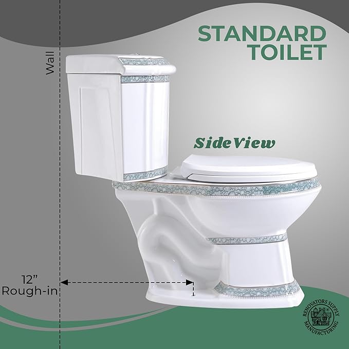 Renovators Supply Manufacturing Corner 2 Piece Toilet India Reserve Bathroom Toilets With Slow Close Toilet Seat Elongated Toilet Bowl With Green Gold Accent