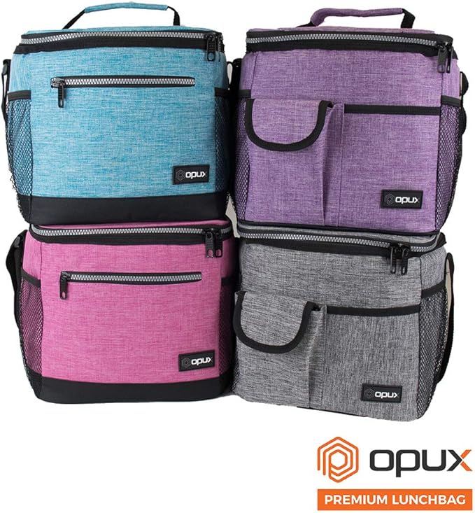 opux Extra Large Insulated Lunch Box Men Women, Lunch Bag for Work, Leakproof Soft Cooler Tote Adult, Lunch Pail, Picnic Beach Collapsible Food Bag with Shoulder Strap, Red