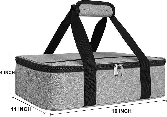 esouler Insulated Casserole Carrier Bag Hot & Cold Food Carrier Bag Lasagna Holder Lunch Bag for Picnics, Parties, Travel, Fits 9 x 13 Inches Casserole Dish-Grey