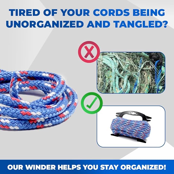 Braided Polypropylene Rope, 5/16" x 50FT, Blue/White/Red - Multi-Purpose for Camping, Hiking, Climbing, Boating & Securing Gear